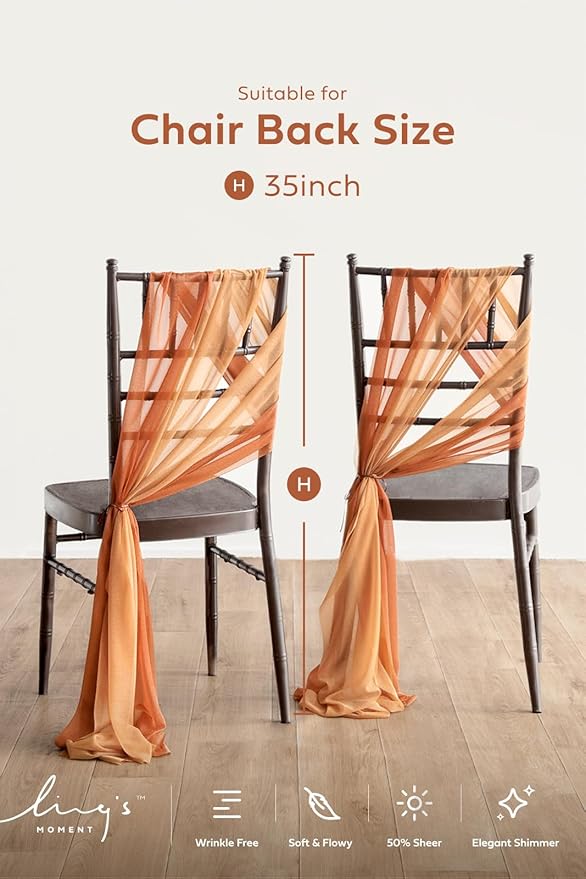 Ling's moment Wedding Chair Sashes Cover Aisle Decorations Draping Fabric - Image 2