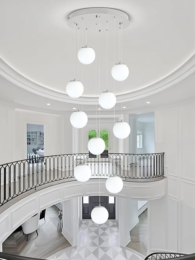 H118 Large Chandeliers for High Ceilings, 12-Lights Mid Century Globe by ShialLighting