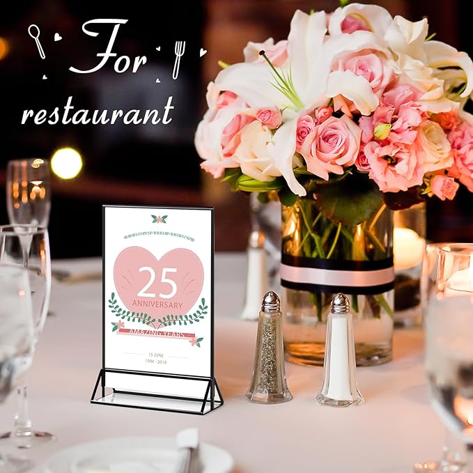Zonon Acrylic Sign Holder 5x7, 6 Pack Vertical Double Sided Menu Display Stand - Image 5