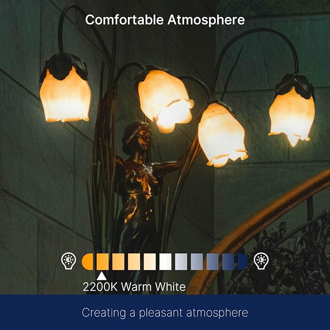 FLSNT 40W Equivalent LED Chandelier Light Bulbs, Dimmable Amber LED B11 E26 - Image 6