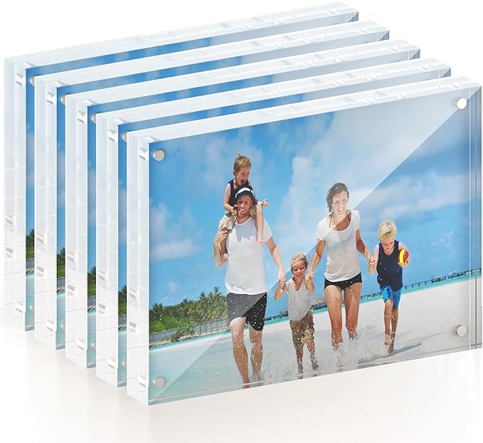 5x7 Acrylic Picture Frame 5 Pack, 20mm Thick Magnetic Double Sided Display 20% by ATZYmolin