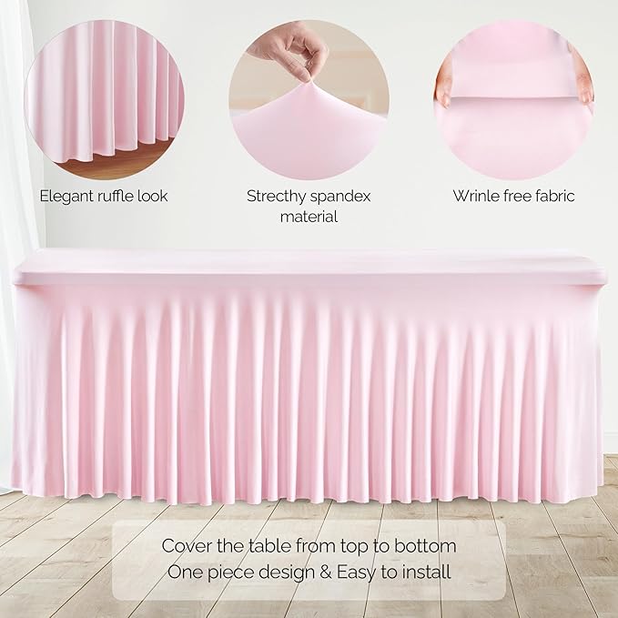 Wish Care 2 Pack Pink Spandex Table Clothes - Image 2