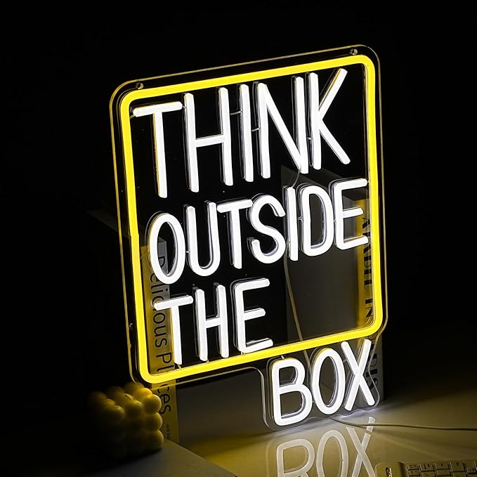 Think Outside The Box Neon Sign Dimmable White Words Neon Light - Image 5