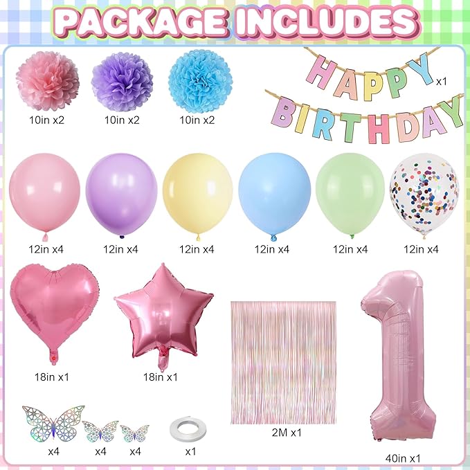 Pastel 1st Birthday Party Decorations - Image 2