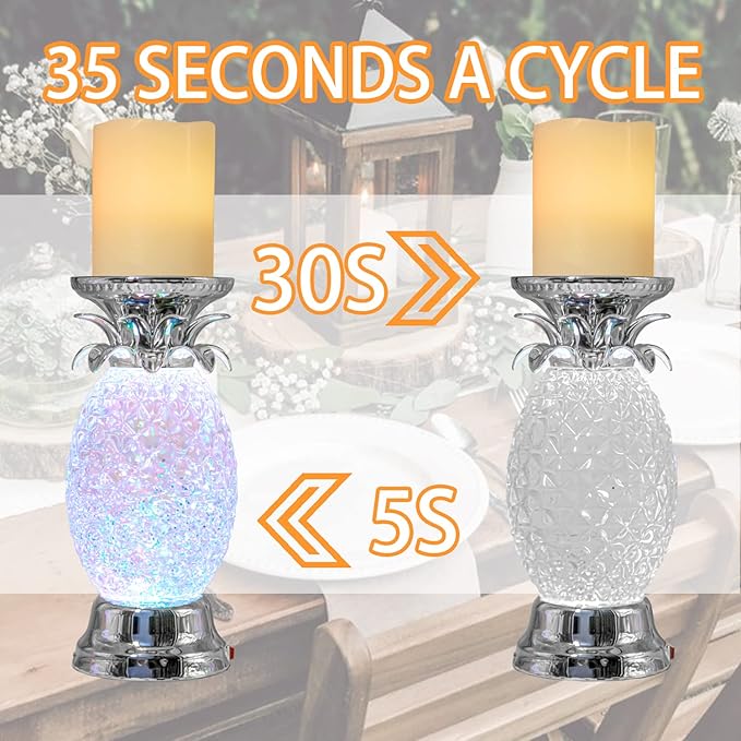 YAKii 9.5" Pineapple LED Color Changing Shine Lamp, Swirling Water Waves Lamp - Image 3