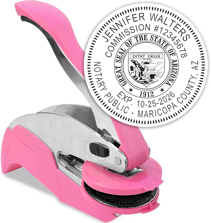 MaxMark Notary Seal Round Pink Embosser by Maxmark