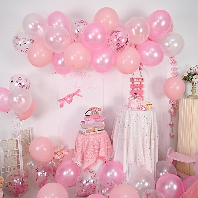 Balloons Pink and White, 60 Packs 12 Inch Light Pink White Balloons - Image 4