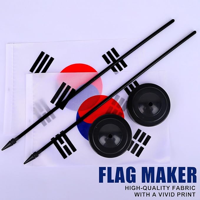 Korea Desk Flag 12" Solid Pole Deluxe Set Korean Flags Banner Mini Small Korea - Image 5