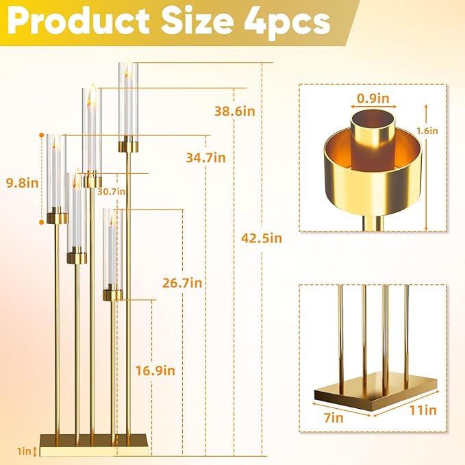 42.5'' Floor Candelabra 5 Arm Candelabra Centerpieces - Image 2