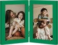 decorUhome Double 4x6 Picture Frame Vertical, Engineered Wood Bifold Photo Frame by decorUhome