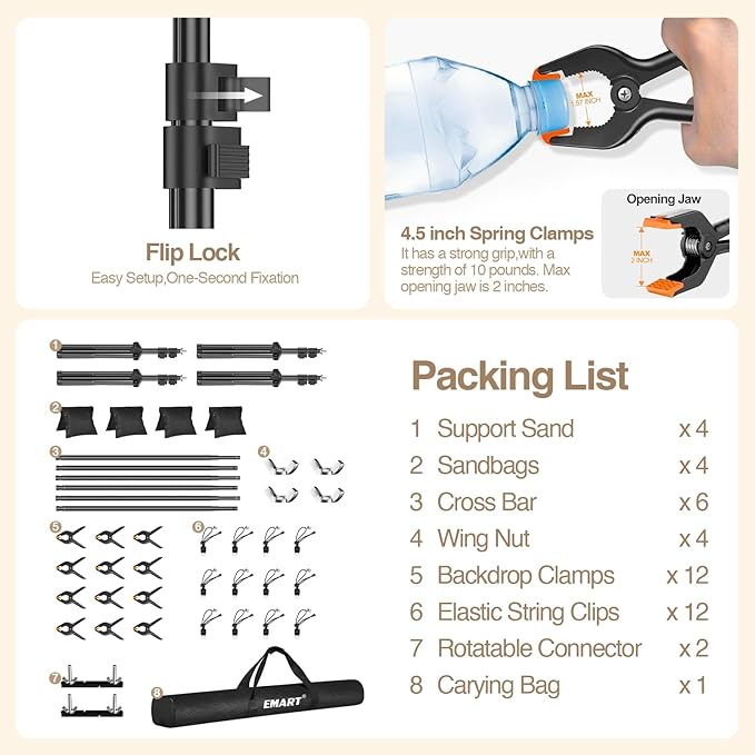 EMART Backdrop Stand, 30x7ft Large Adjustable Background Support System - Image 7