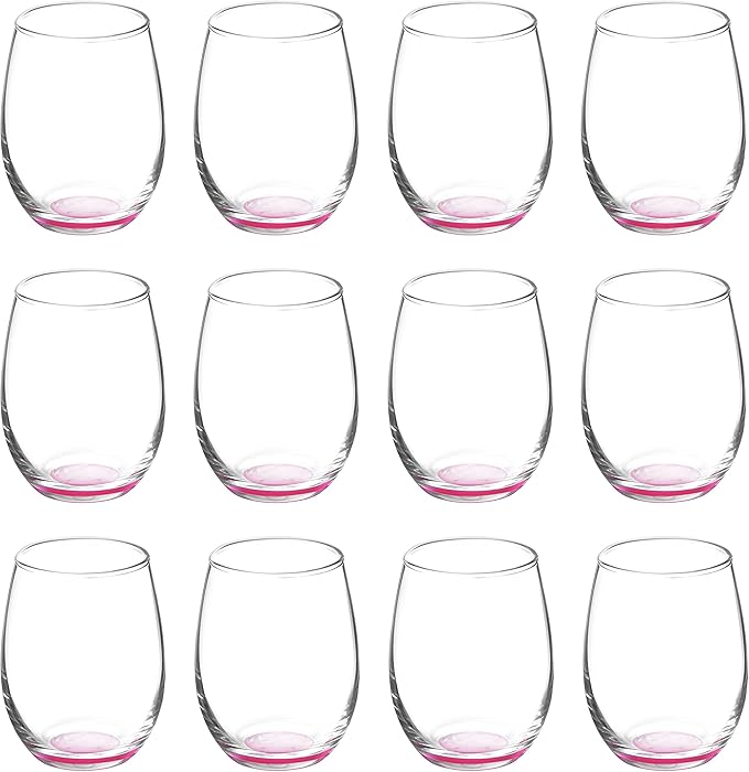 DISCOUNT PROMOS Stemless Wine Glasses by ARC 5.5 oz. Set of 12, Bulk Pack by DISCOUNTPROMOS