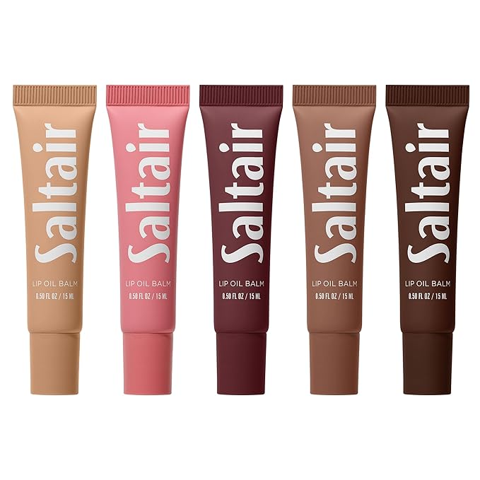 Saltair Hydrating Lip Oil Balm, Essentials Shades 5-Pack. Moisturizing Vegan by Saltair