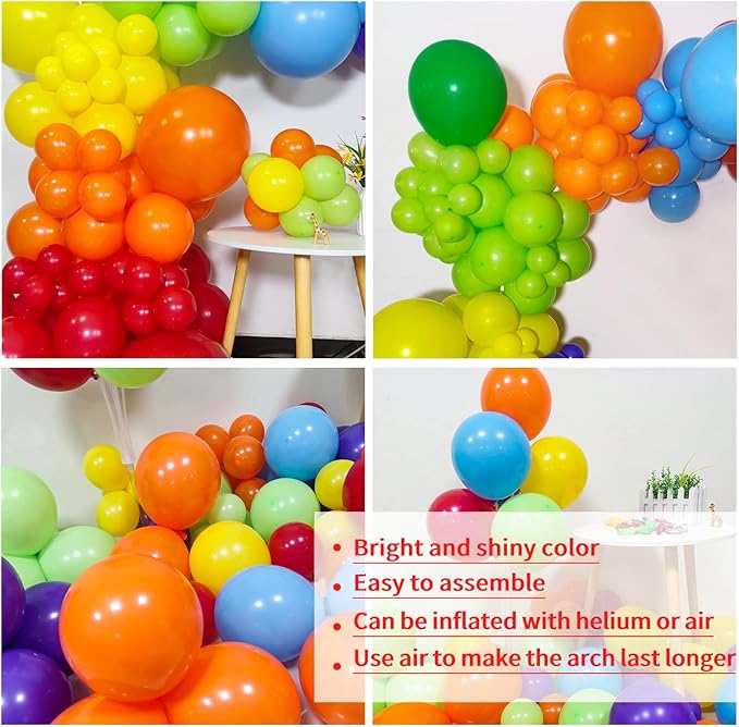 KAWKALSH Rainbow Balloon Arch Kit 111Pcs 18 12 5 Inch Latex Colorful Party - Image 5