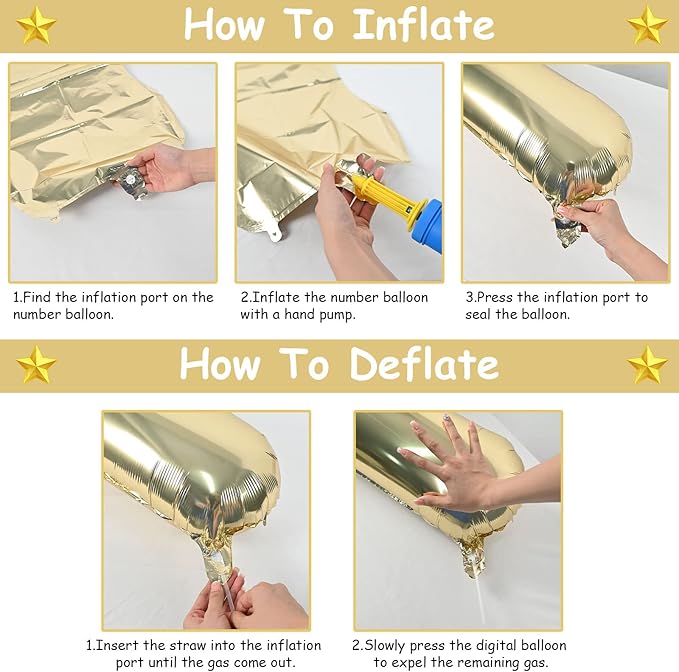 Champagne Gold 8 Balloons, Self Inflating Digit 8 Balloons - Image 7