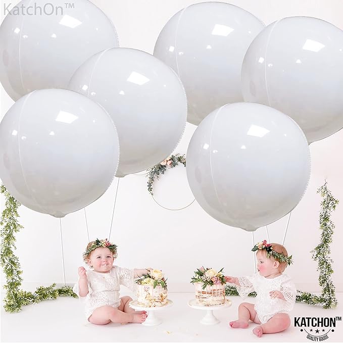 KatchOn, Round White Foil Balloons - Image 8