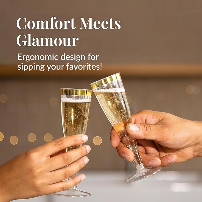 Prestee 48 Disposable Plastic Champagne Flutes - Image 6