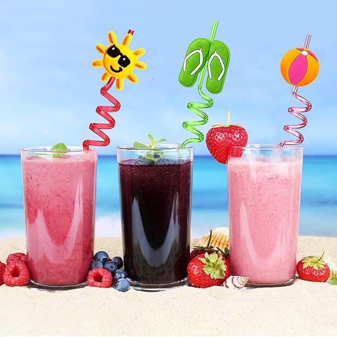 24Pcs Beach Drinking Straws Beach Ball Pool Summer Birthday Party Supplies - Image 5
