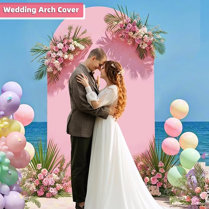 HEMMOTOP Pink Arch Backdrop Cover 7.2 ft, Spandex Arch Covers Stretchy Backdrop - Image 3