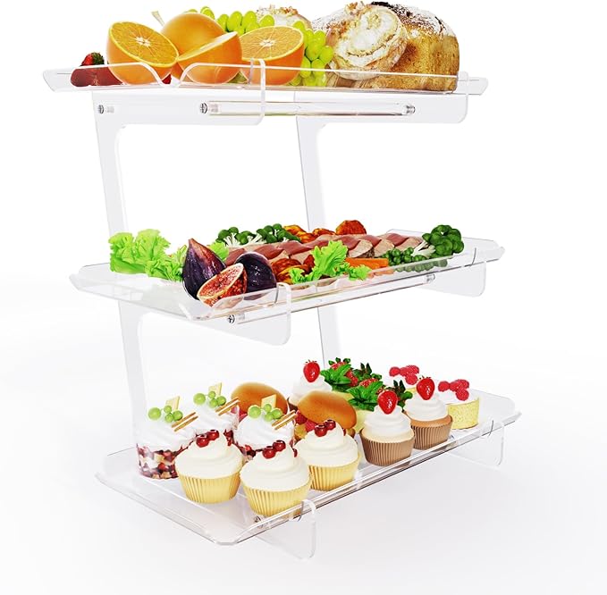 3 Tier Acrylic Serving Tray, 15.3" x 7.1" Dessert Table Display Set Stand - Image 9