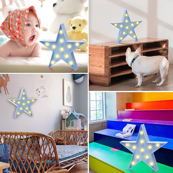 LED Marquee Star Sign Night Light, Battery Operated Star Shaped Desk Table Lamp - Image 4