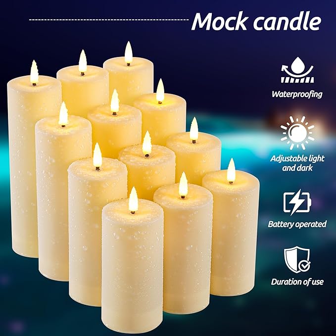 Da by 12 Pack Outdoor Waterproof LED Flameless Candles - Image 3