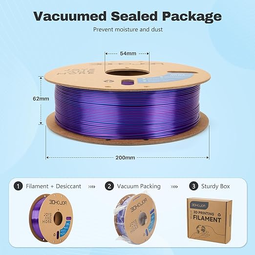 Silk PLA Filament 1.75mm Blue Purple Dual Color PLA 3D Printer Filament 2 in 1 - Image 5