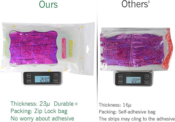 Melsan 2 Pack 3.2 ft x 8.2 ft Hot Pink Tinsel Foil Fringe Curtains Backdrop - Image 6