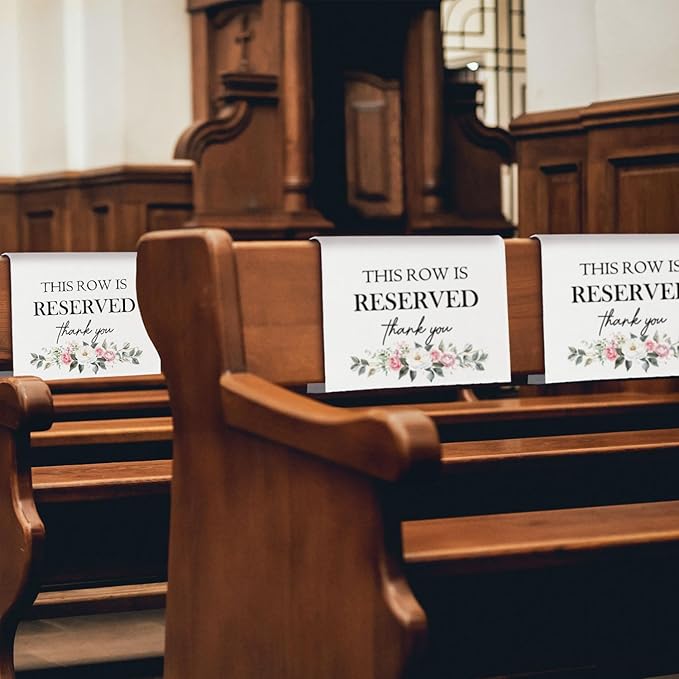 Reserved Seating Chair Signs, This Row Is Reserved Pew Cloths Seating - Image 3