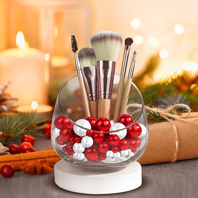 300Pcs Red&White Polished No Hole Pearl Beads Vase Filler, Christmas Vase - Image 4