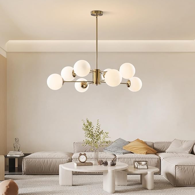 KCO Lighting 8-Light Glass Sputnik Chandelier Light Modern Gold Chandeliers - Image 5