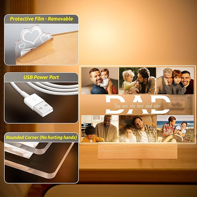 Personalized Gifts for Dad from Daughter Son, Custom Picture Frames - Image 5