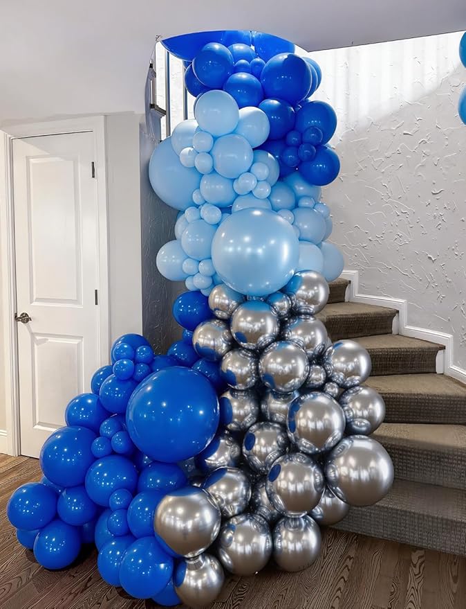 Royal Blue and Silver Balloons - Image 7