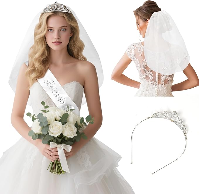 3PCS Bride Decorations Set – Satin Bride Sash, Bachelorette Party by Unknown