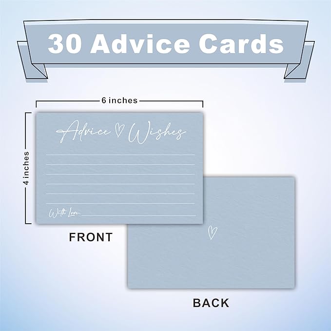 Advice And Wishes Cards, 30 Minimalism Blue Wishes Cards - Image 2