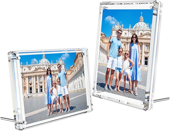 NIUBEE Picture Frames 4x6 Acrylic, Diamond Edge Design, Magnetic Family Thick by NIUBEE