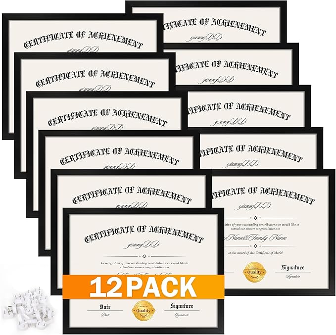 YixangDD 12 PACK Certificate Frames 8.5 x 11, Picture Frames by YixangDD