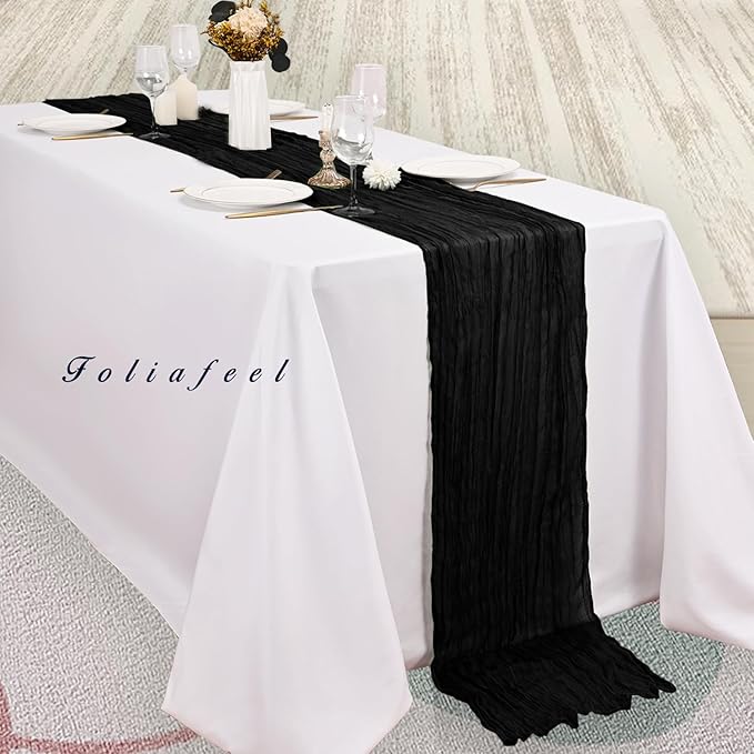 10FT 12 Pack Black Cheesecloth Table Runner 20 x 120 Inch Long Boho Fabric - Image 4