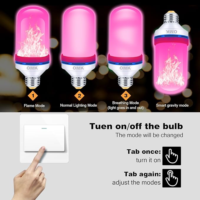 OMK Upgraded Pink LED Flame Light Bulb - Image 4