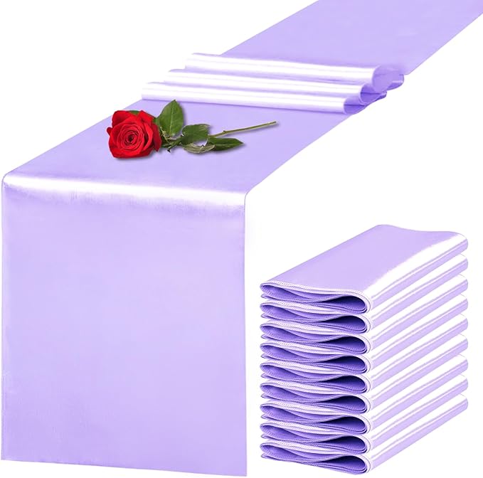 10 Pack Satin Table Runner 12 x 108 Inch Long Lavender Silk Table Runner by Unknown