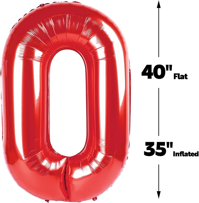 Red 40 Inch 0 Number Balloons, 0 Decorations - Image 2