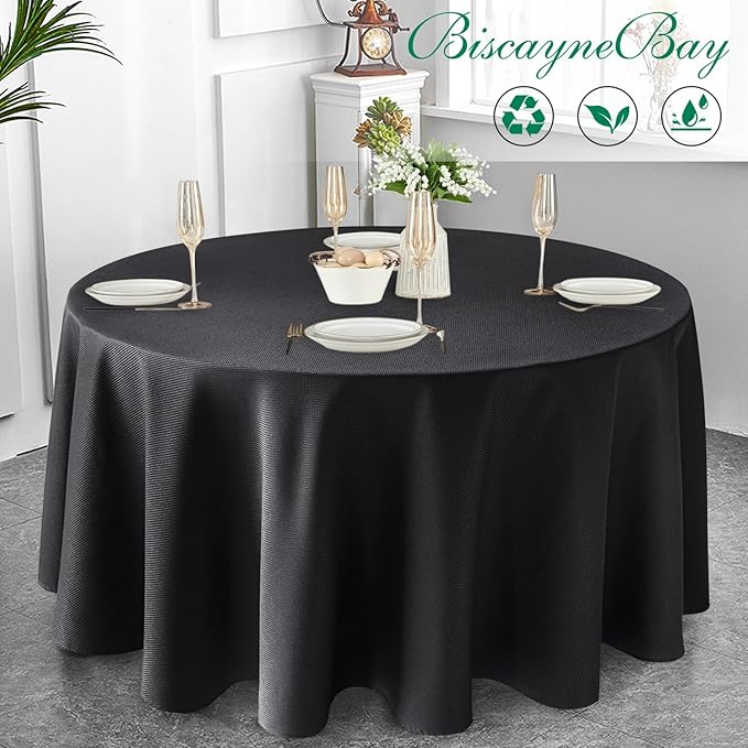 Biscaynebay Textured Fabric Round Tablecloths 90", Wedding & Parties - Image 7