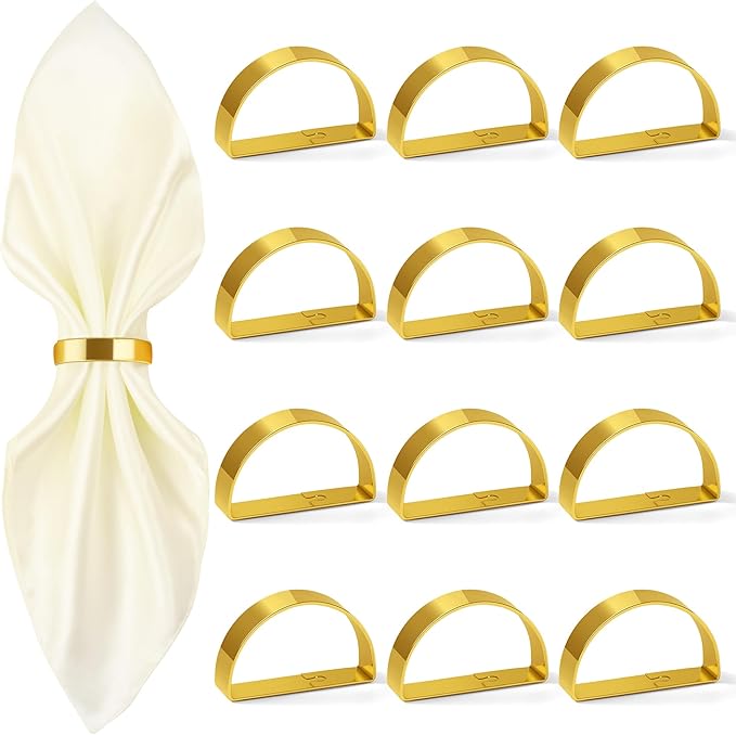 Gold Napkin Rings Set of 12, Iron Material Bright Gold Napkin Holder, Fall by NOVAYEAH