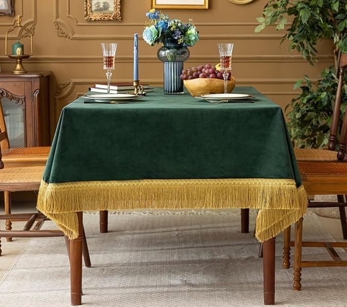 F-CHU Luxury Green Tablecloth Thickset Velvet Tablecloth - Image 3