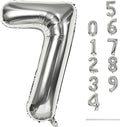 40'' Silver Number 7 Balloons, Self Inflating Foil Number Balloons Set 0-9 by Lingqiang
