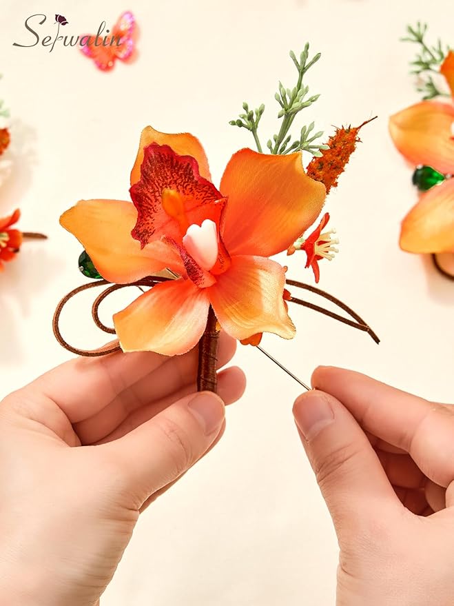 Serwalin 10Pcs Boutonniere for Men, Artificial Flowers for Wedding Decor Prom - Image 2