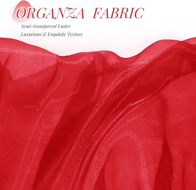 P Pothuiny Sheer Organza Fabric by The Yard, 1 Yard x 60 Inch Wide Bridal Red - Image 5