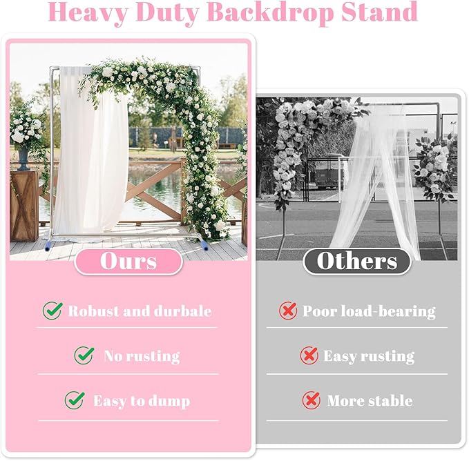 Arch Backdrop Stand, 7x4 FT Metal Wedding Square Backdrop Stands - Image 4