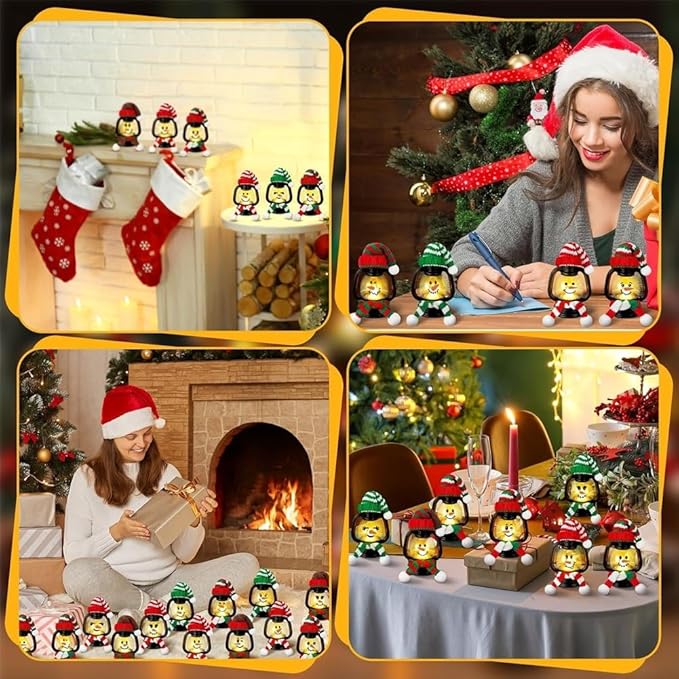 Mini Snowman Lantern with Hats and Scarves, Mini Candle Christmas Snowman - Image 5