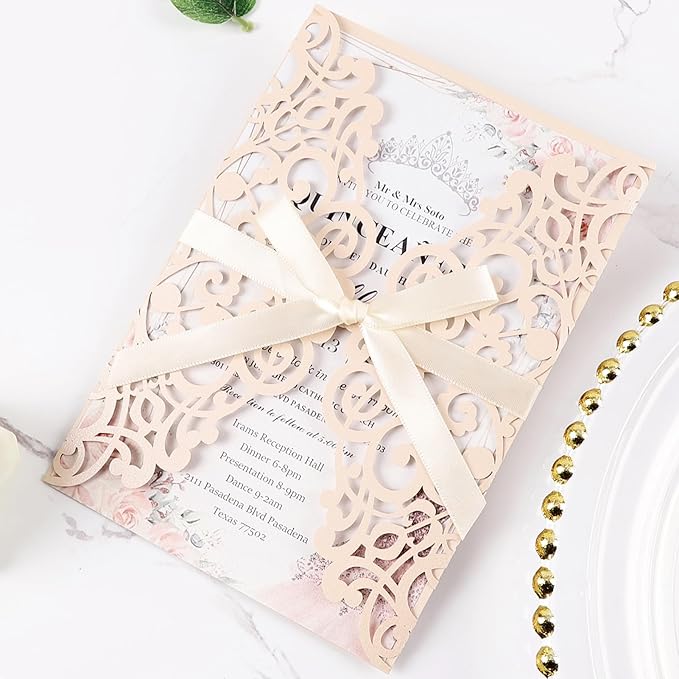 50pcs Blush Pink Wedding Invitations by Maffily
